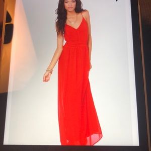 Hot red evening gown.